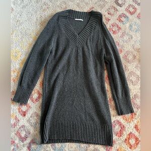 Abercrombie & Fitch V-Neck Longline Women's Sweater Dress - Charcoal Gray